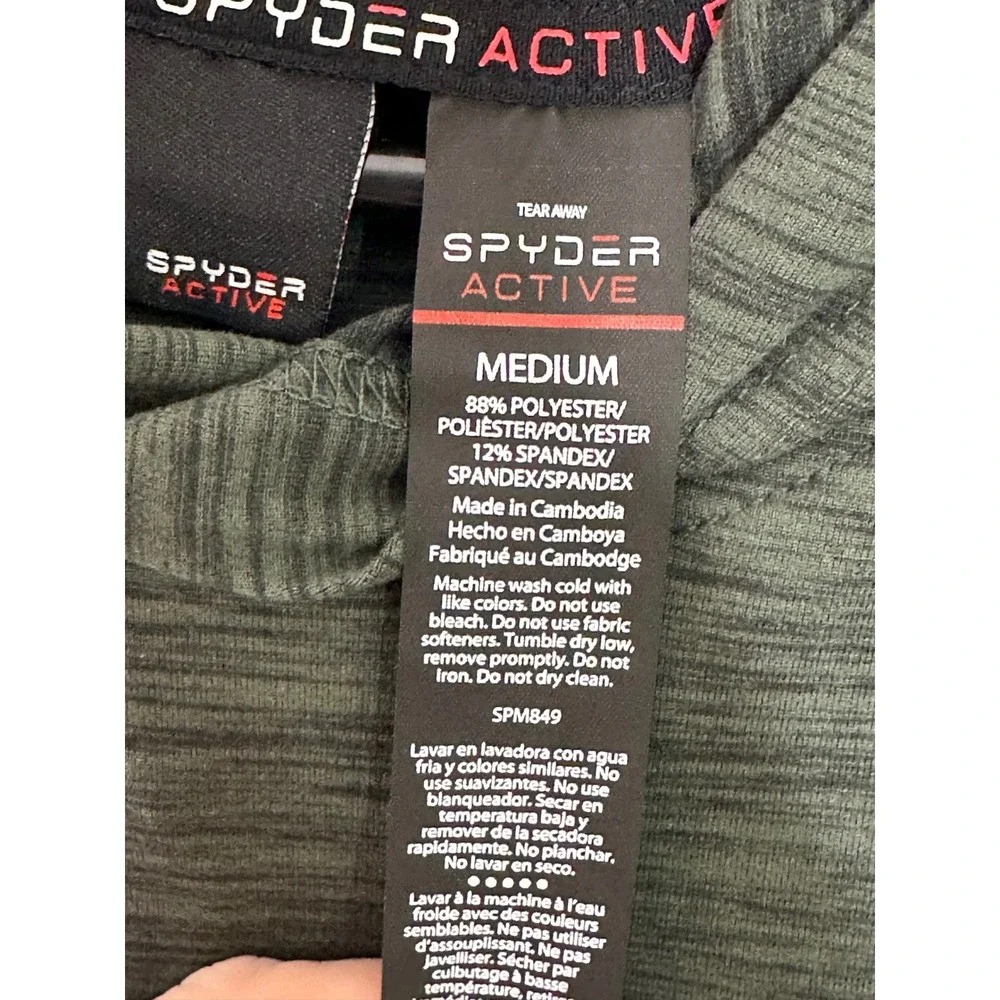 Spyder Active Pullover Hoodie Long‎ Sleeve Athletic Green Heathered Mens Medium
